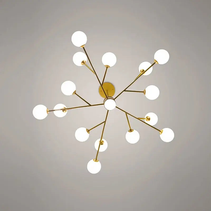 Decorbites black chandelier with white glass globes for living room