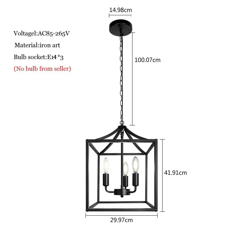 Decorbites black farmhouse chandelier lantern dining room pendant light