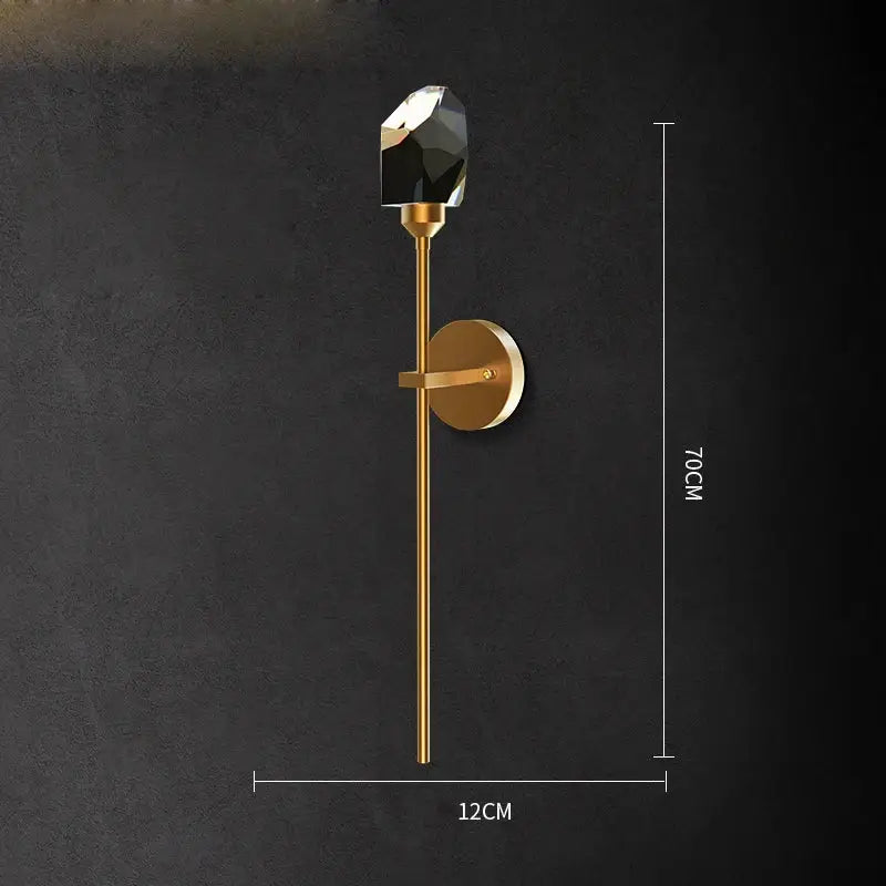 Black & gold crystal led wall sconce light for bedroom