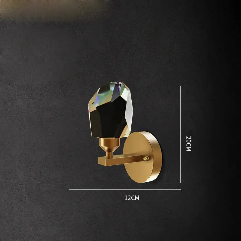 Black & gold crystal led wall sconce light for bedroom
