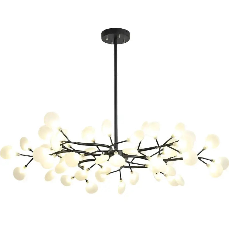 Vintage black gold tree branch chandelier living room glass light
