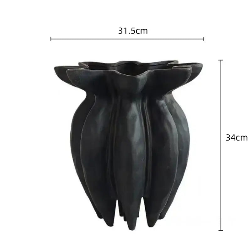 Artistic black jellyfish petal ceramic vase living room decor