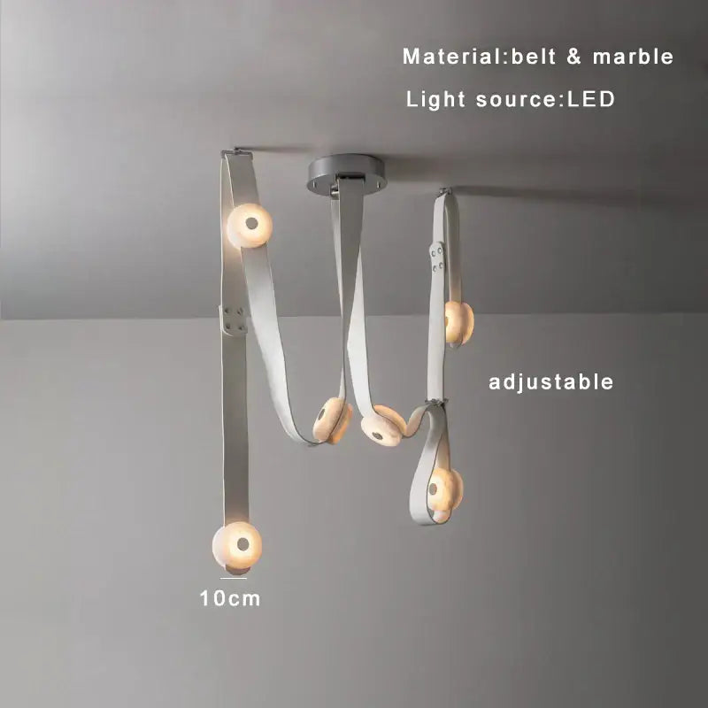 Black leather marble adjustable led chandelier dining room light