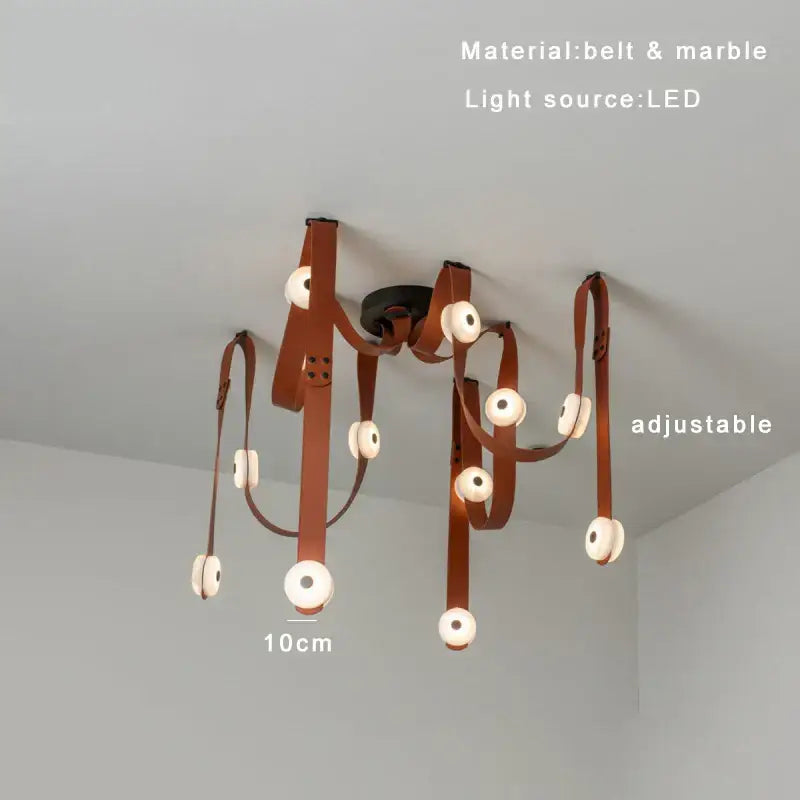 Black leather marble adjustable led chandelier dining room light