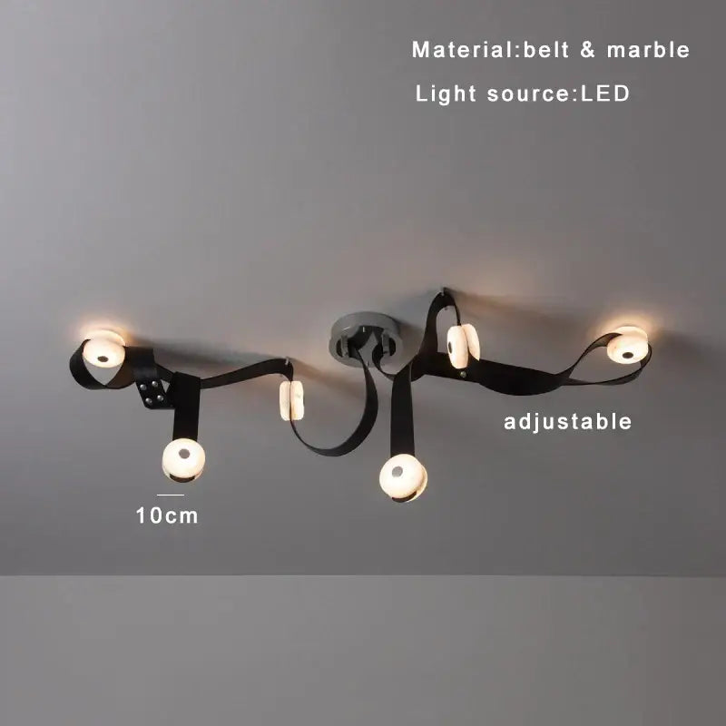 Black leather marble adjustable led chandelier dining room light