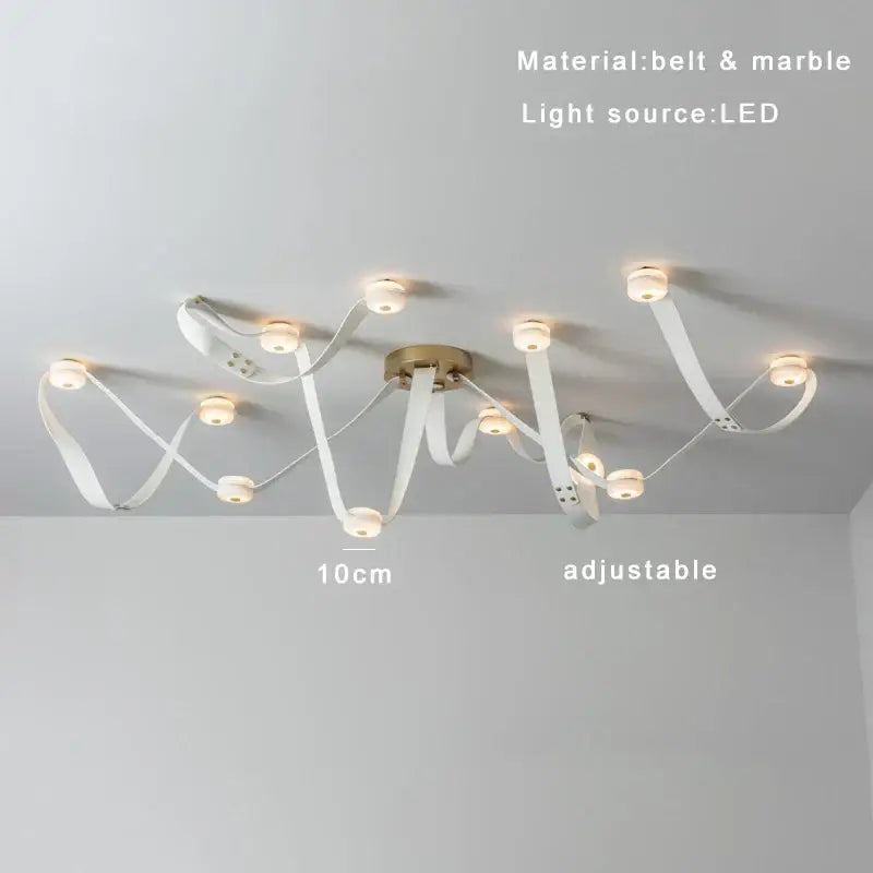 Black leather marble adjustable led chandelier dining room light