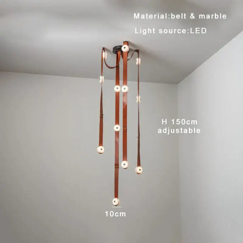 Black leather marble adjustable led chandelier dining room light