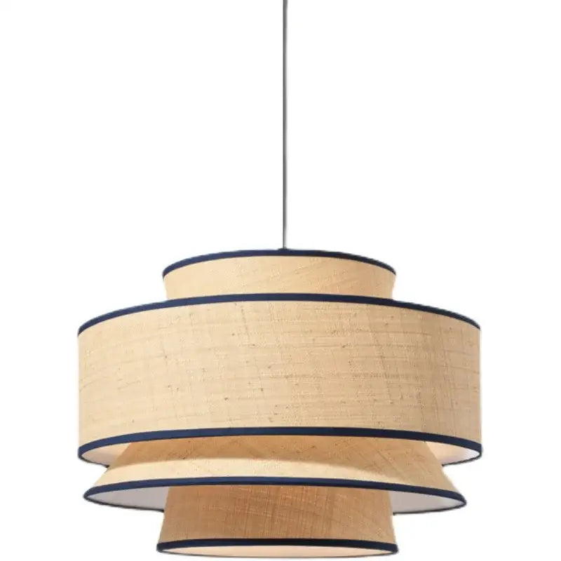 Beige & black woven tiered pendant light for dining room