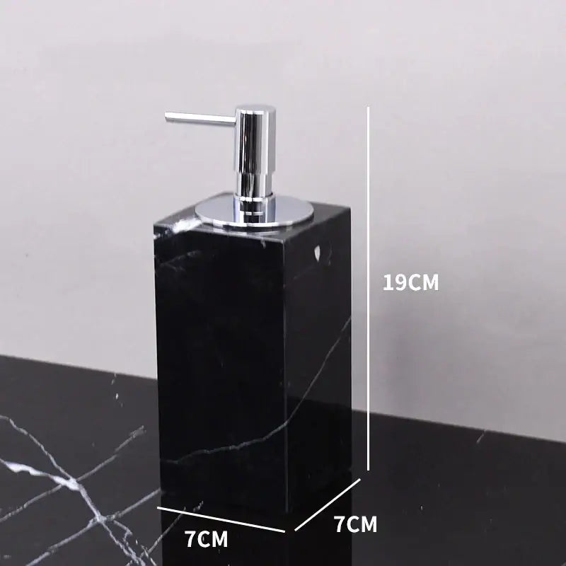 Black marquina marble bathroom set with gold handles