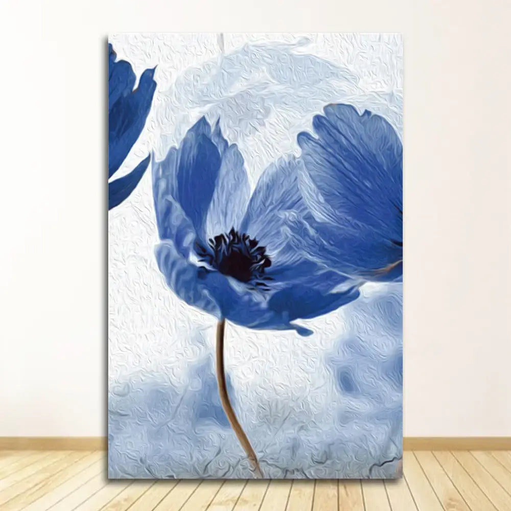 Beautiful blue floral framed wall art set for living room decor