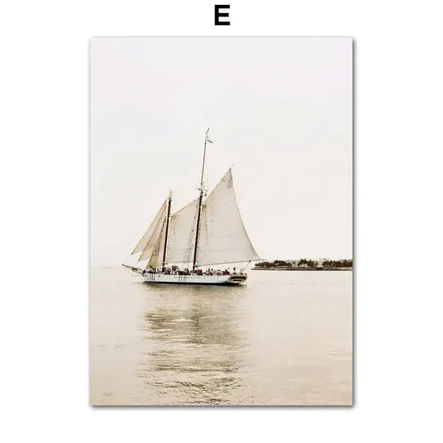 Bohemian beach landscape pampas grass wall art for bedroom