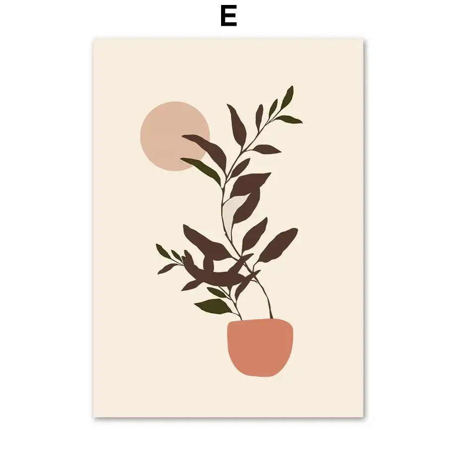 Bohemian abstract geometry earth tone wall art canvas living room