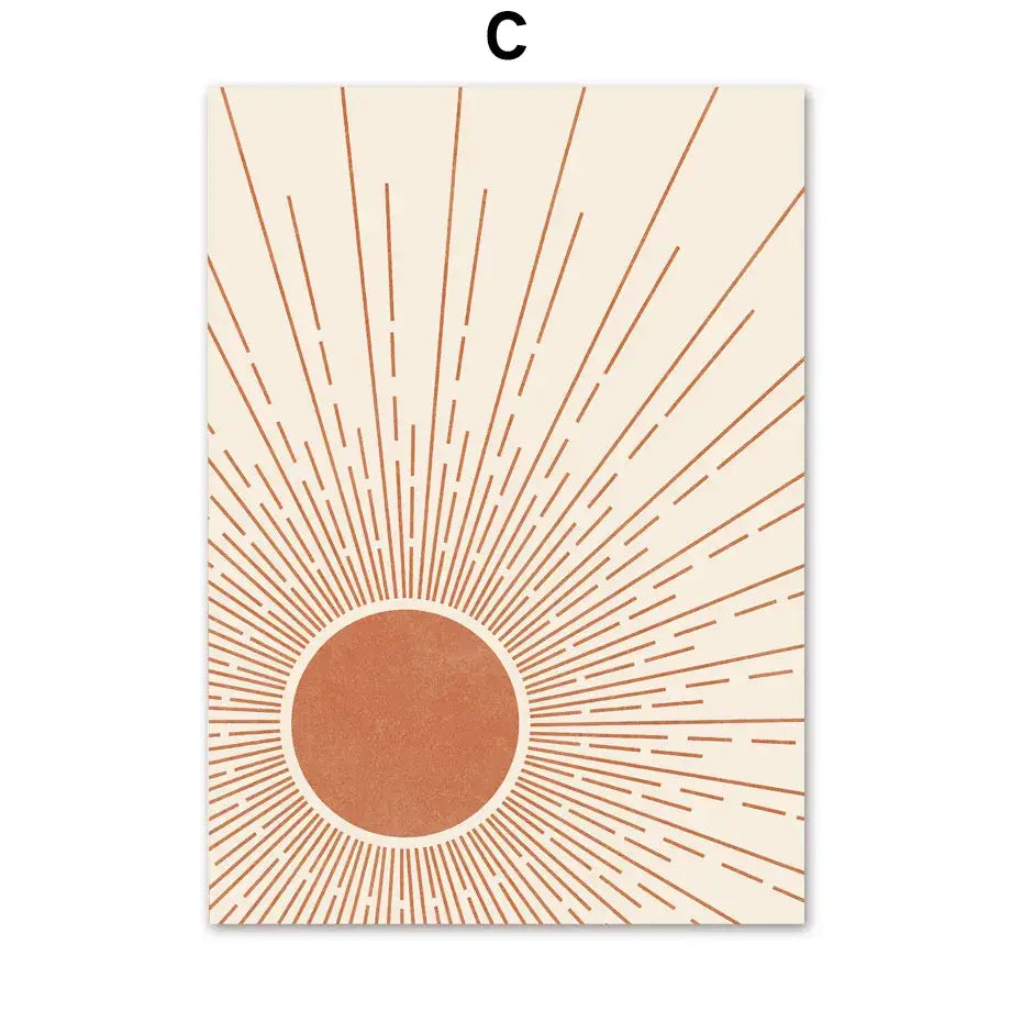 Bohemian abstract geometry earth tone wall art canvas living room