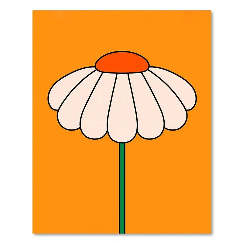 Boho orange & red floral art prints living room decor