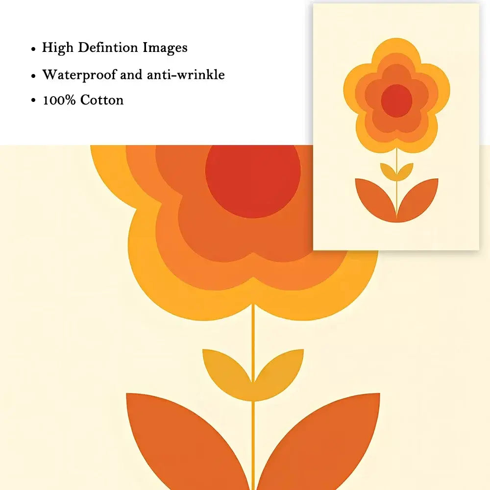Boho orange & red floral art prints living room decor