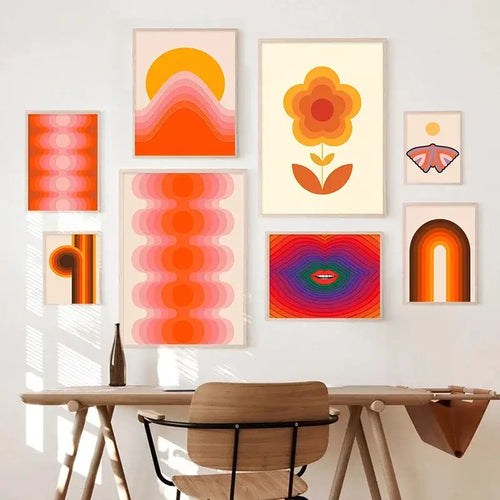 Abstract boho sunset lips art prints for living room canvas painting