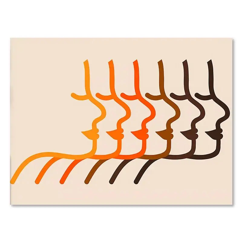 Retro orange & brown sunset art prints living room wall decor