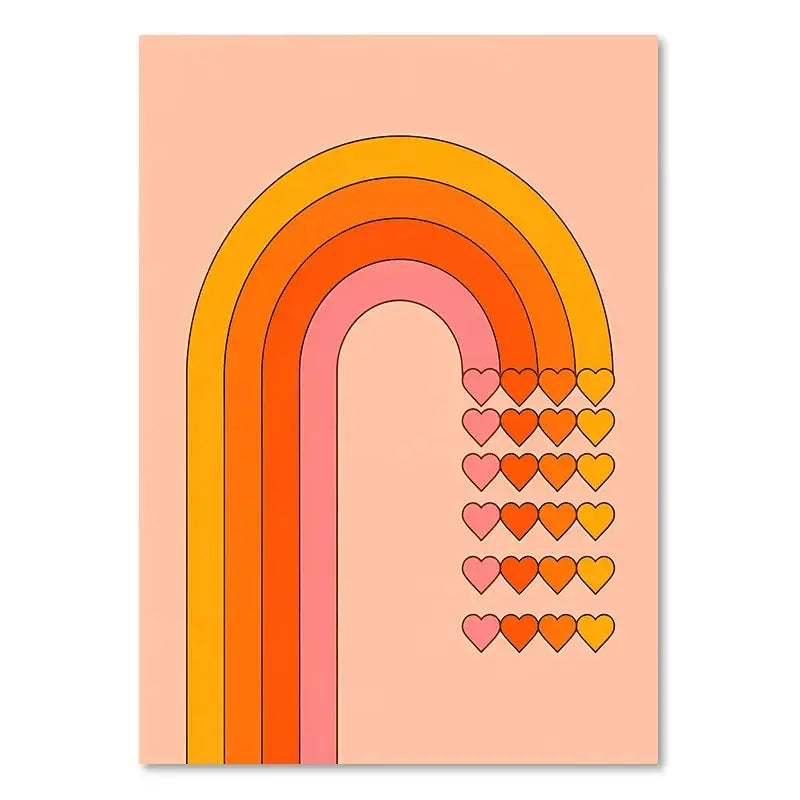 Retro orange & brown sunset art prints living room wall decor