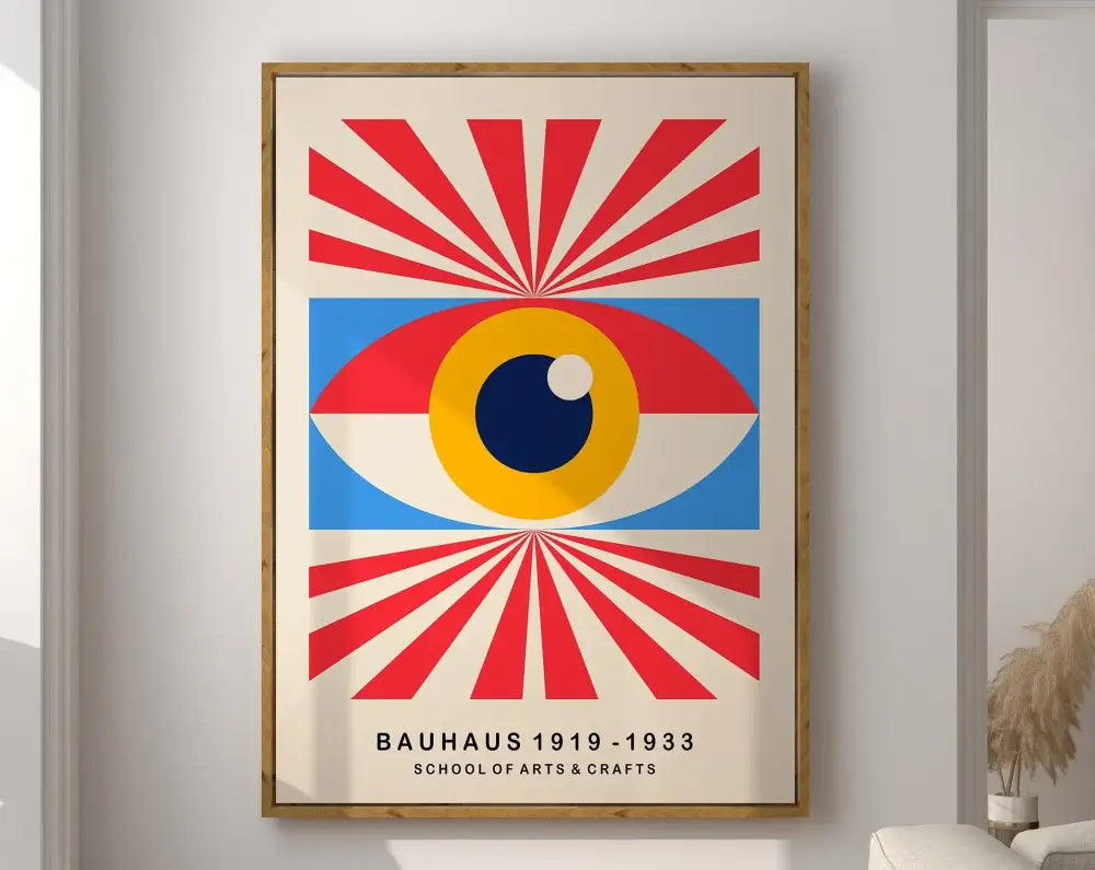 Bauhaus blue bright geometric canvas print living room wall decor