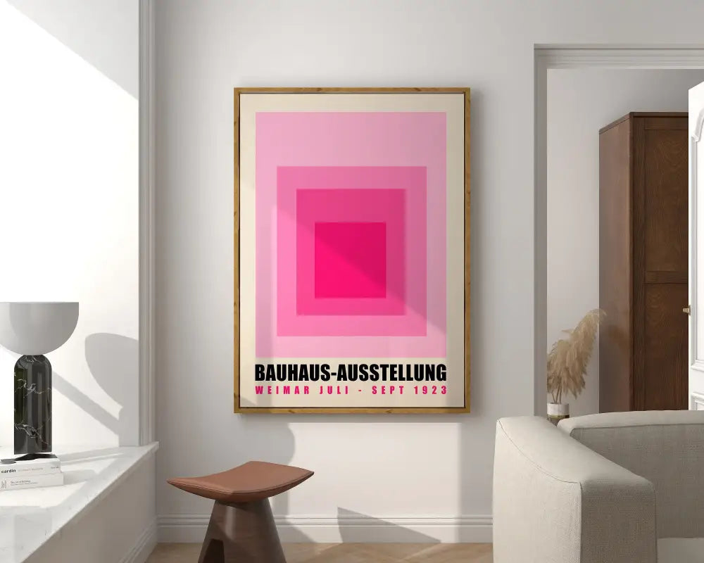 Bauhaus blue bright geometric canvas print living room wall decor