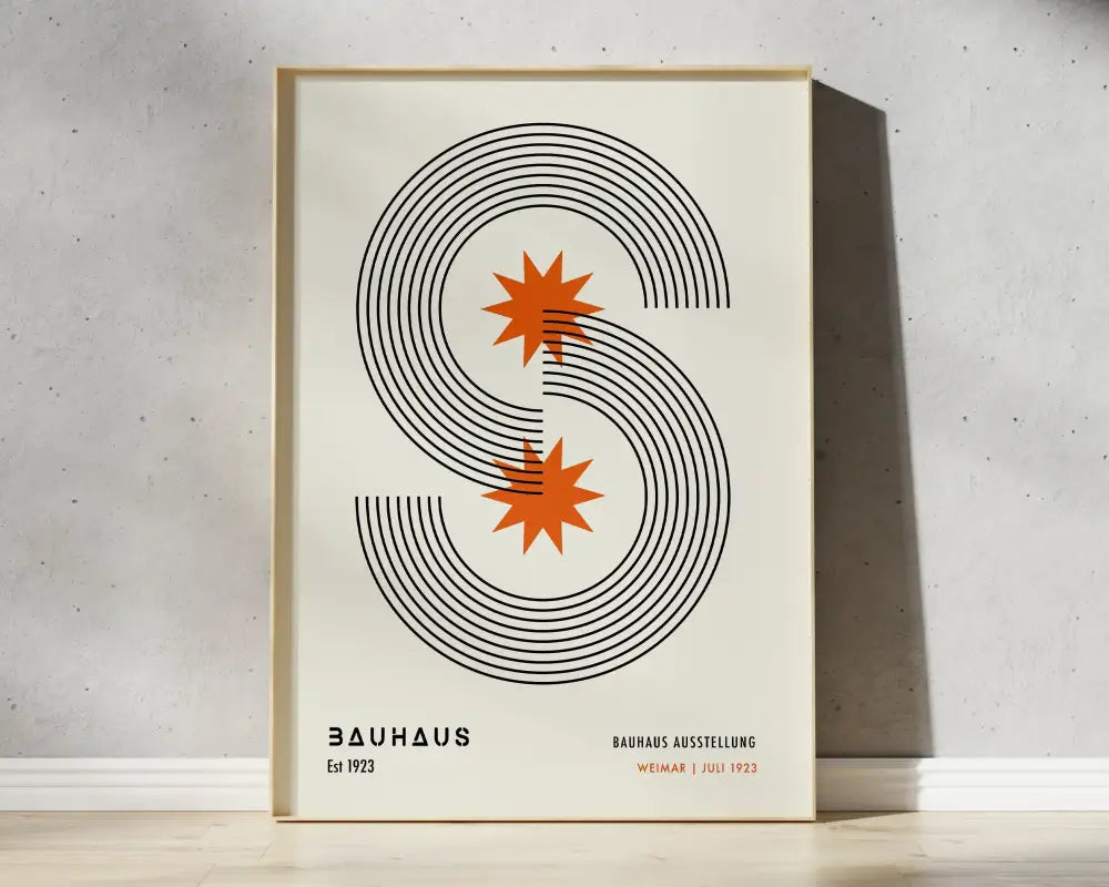 Bauhaus black & orange bright geometric canvas – living room wall art