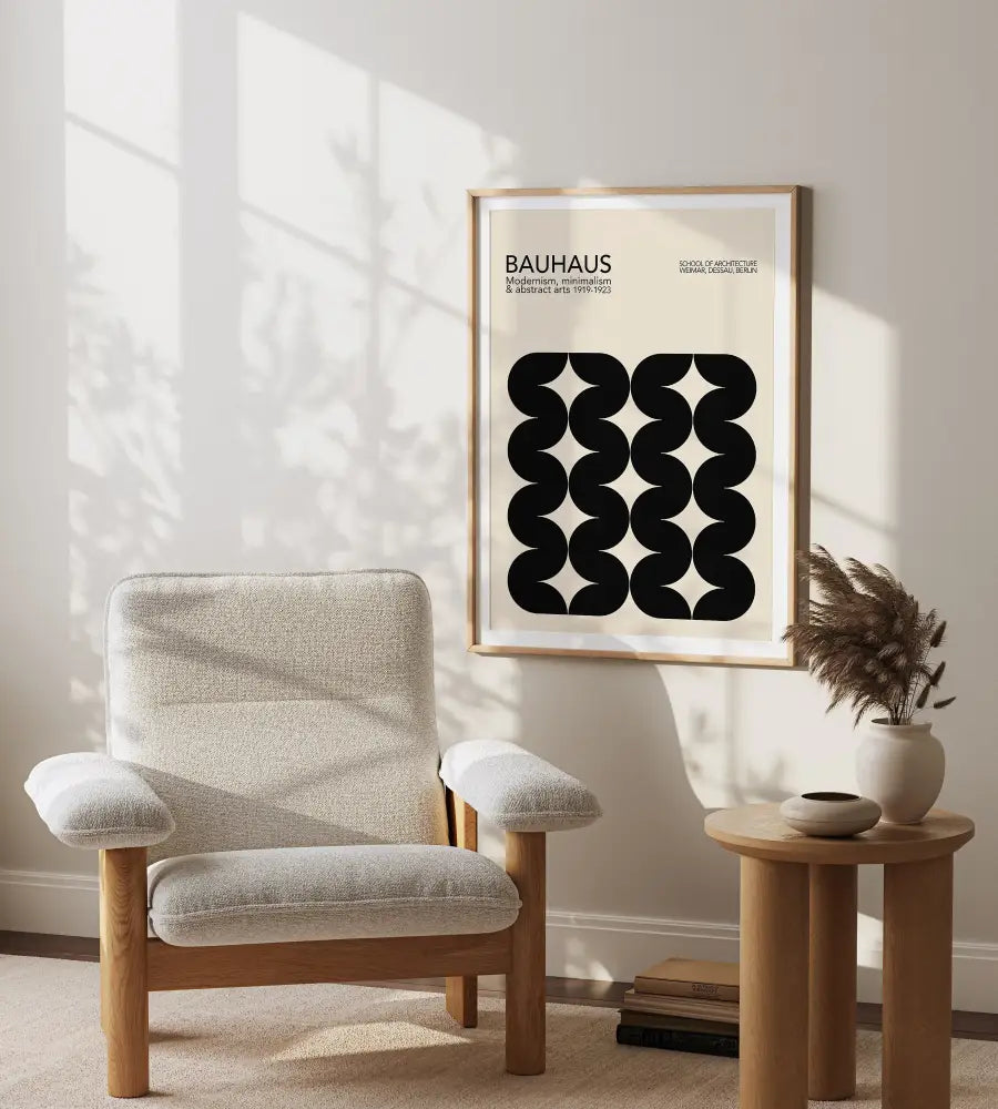 Bauhaus pink geometric wall art canvas – living room framed poster