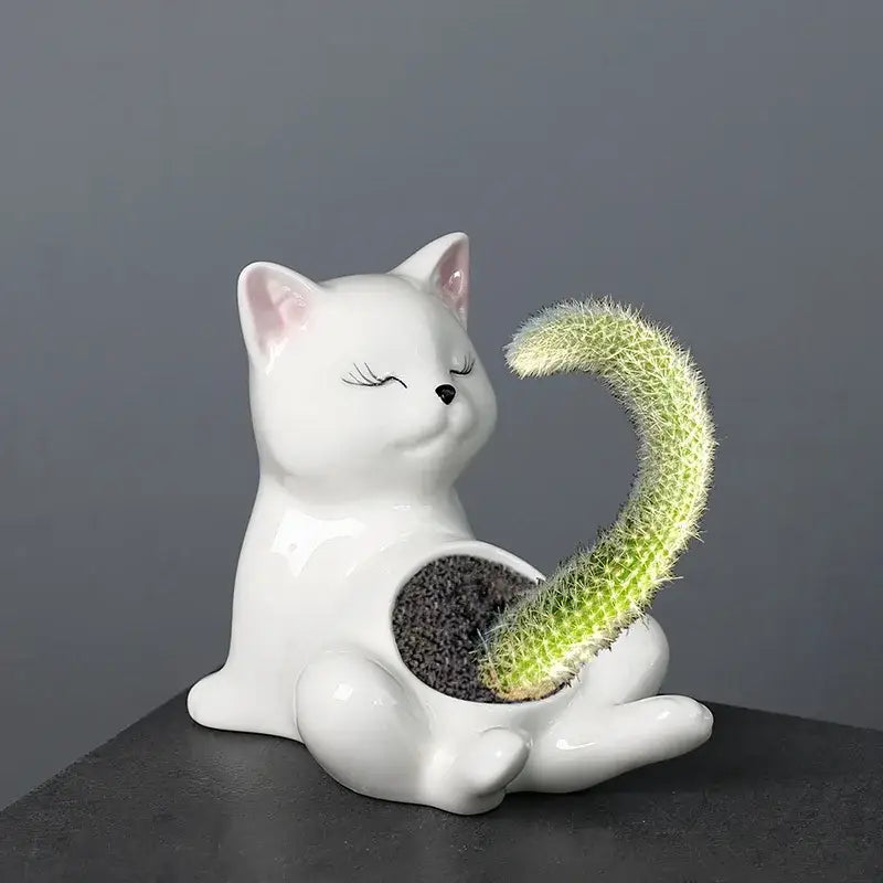 DecorBites™ Cartoon Kitten Ceramic Flowerpot Succulent Cat Plant Pot Garden Decor