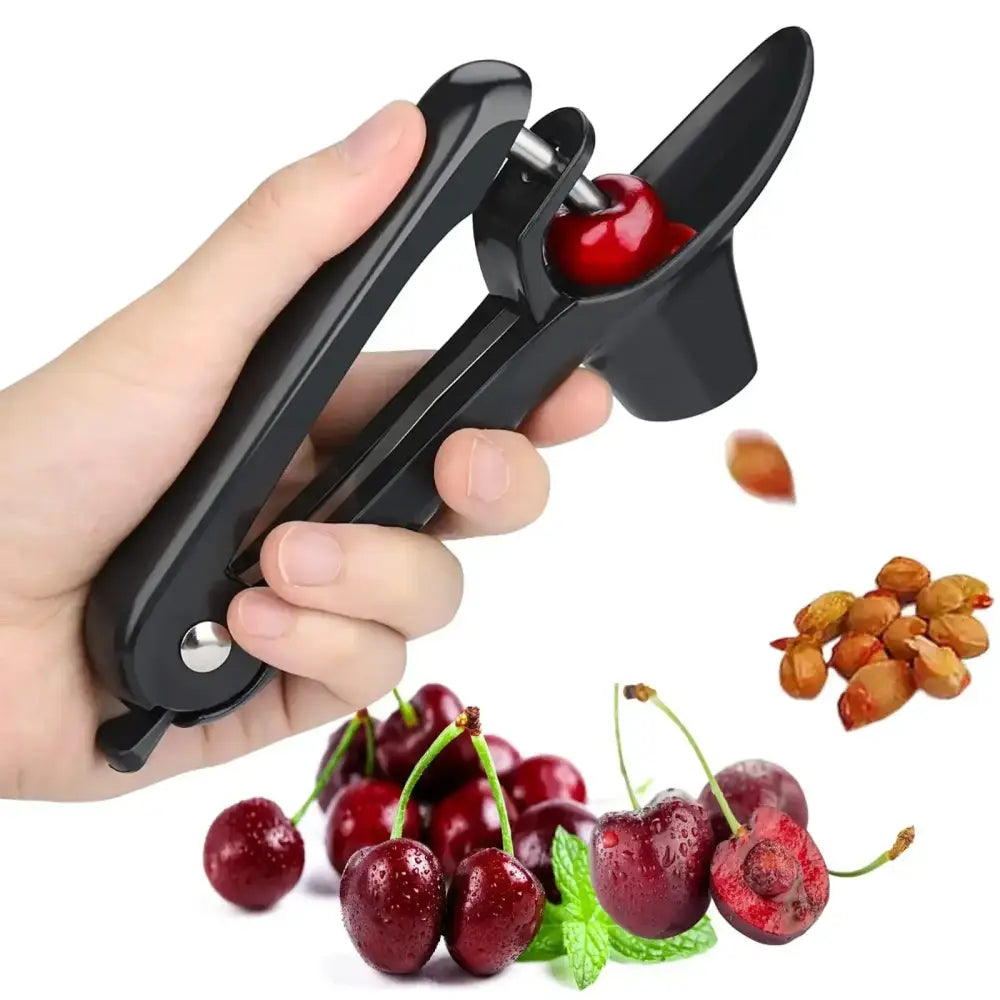 Black plastic cherry fruit pitter – kitchen lever tool
