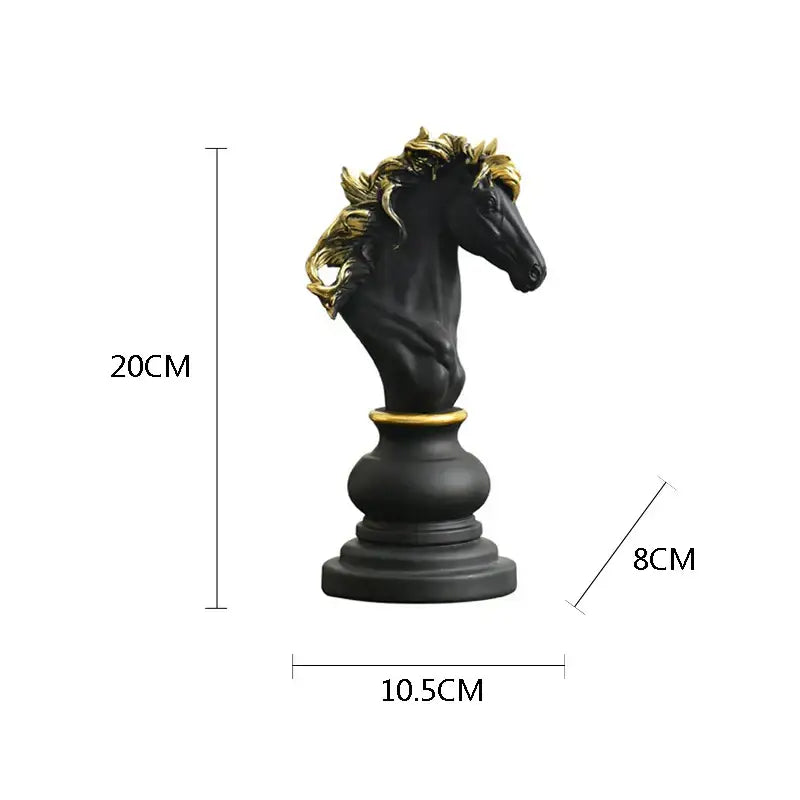Black and gold chess pieces figurines living room decor