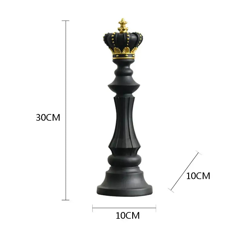 Black and gold chess pieces figurines living room decor