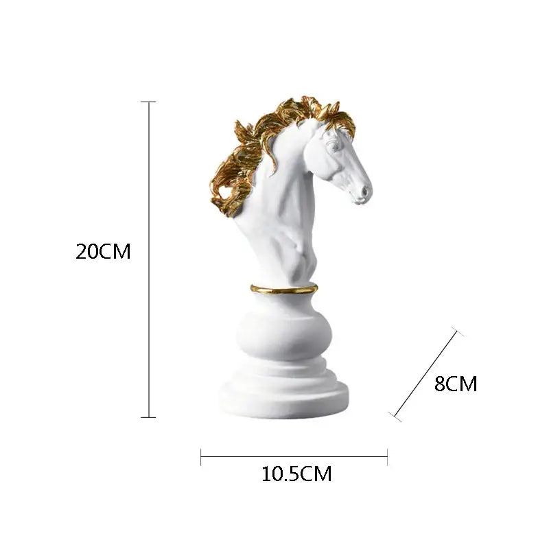 Black and gold chess pieces figurines living room decor