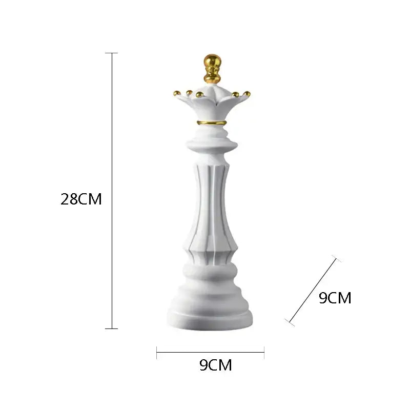 Black and gold chess pieces figurines living room decor