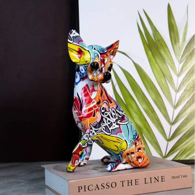 Graffiti chihuahua splash color art statue living room decor
