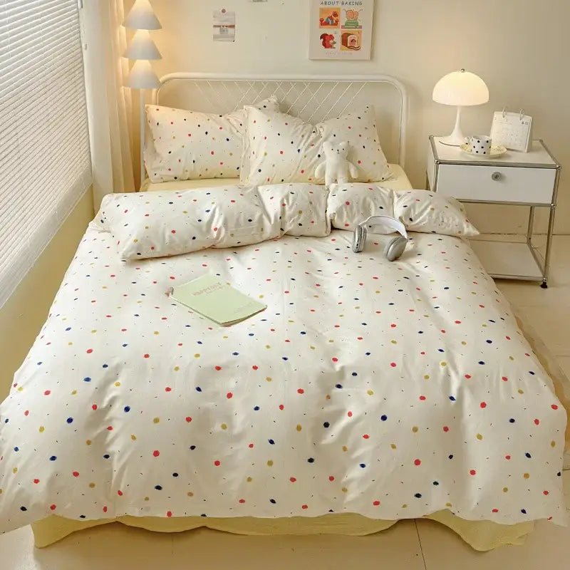 Cartoon print white & pink lamb bedding set for bedroom cozy decor