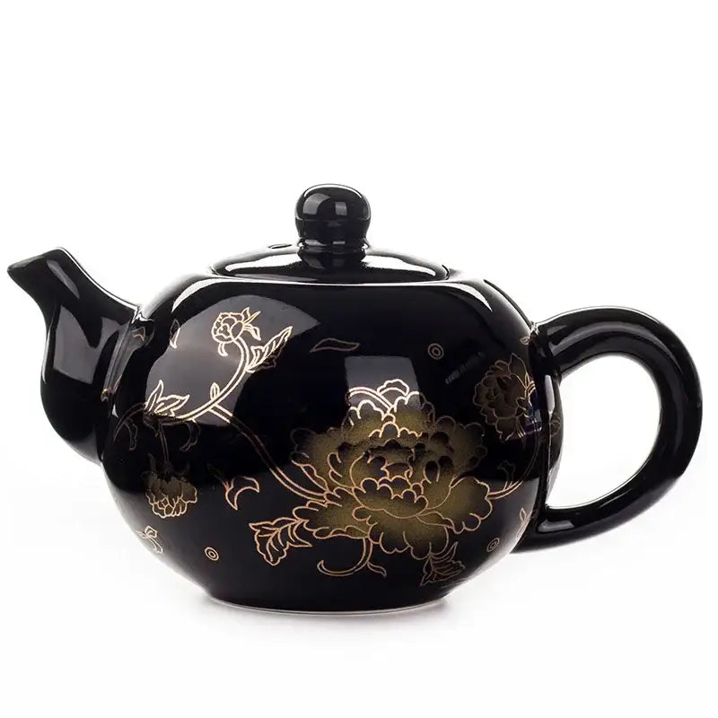Black and gold dragon ceramic red tea pot set dining room teaware