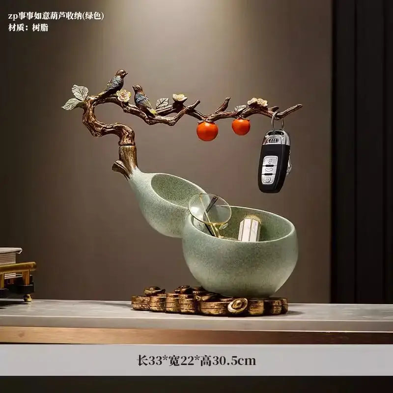 Beige ceramic gourd desktop storage decoration for living room