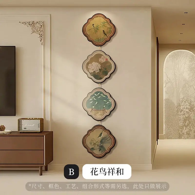 Ceramic floral bird chinese painting hanging mural porch door decor