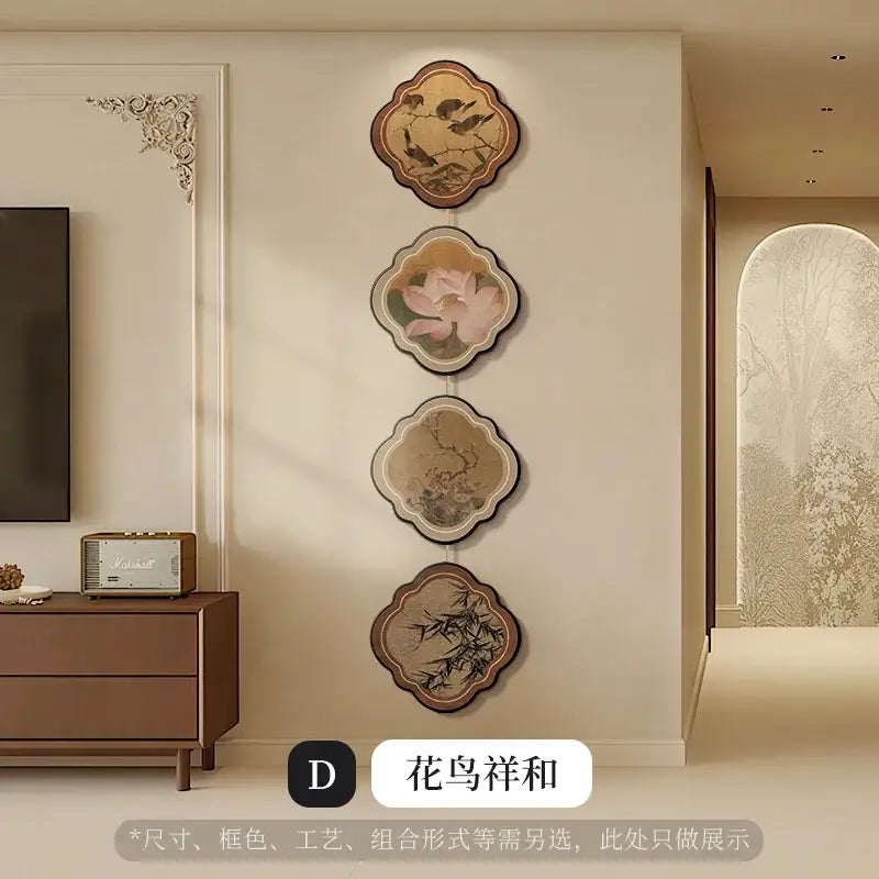 Ceramic floral bird chinese painting hanging mural porch door decor