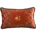 Embroidered chinese peony flower and bird print vermilion pillow cover