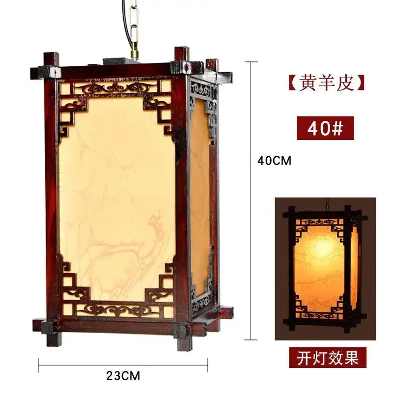 Antique chinese style wood lantern dining room pendant light