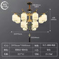 Modern brass chinese zen chandelier with leaf glass for living room