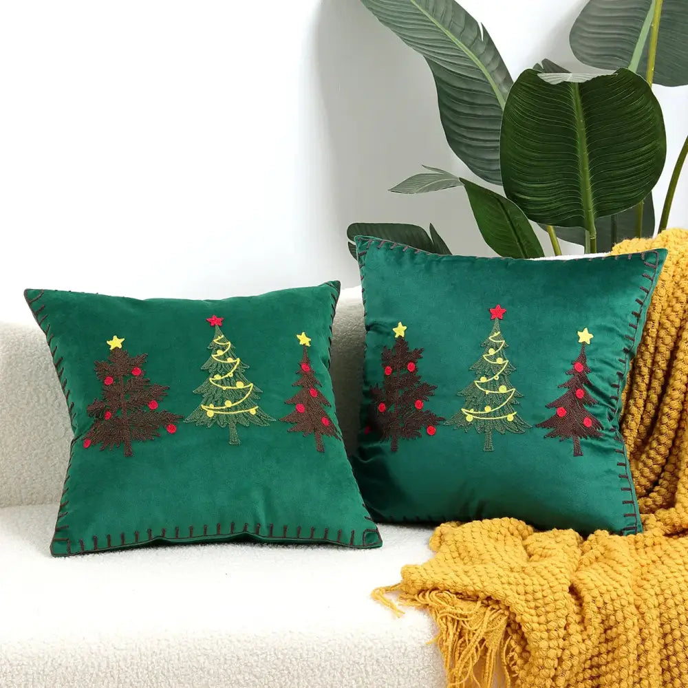 Red christmas cartoon embroidered pillow cover living room decor