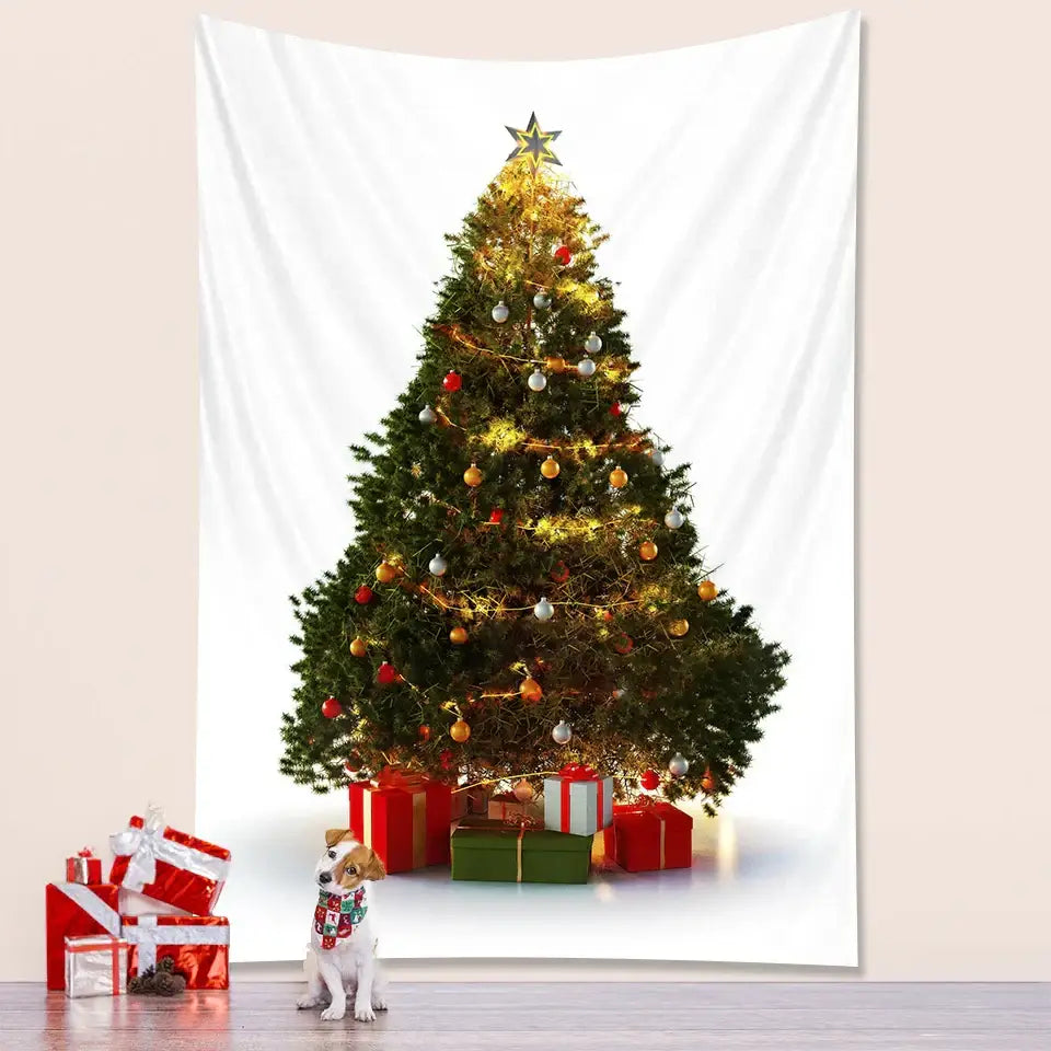 Bohemian snow dusted decorbites christmas tree tapestry bedroom decor