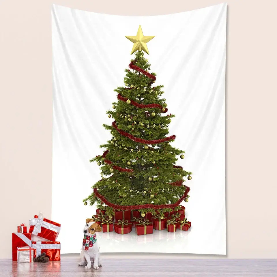 Bohemian snow dusted decorbites christmas tree tapestry bedroom decor
