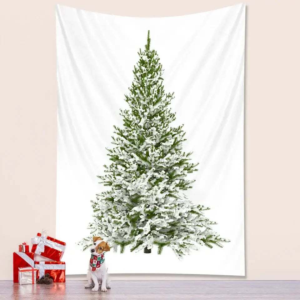 Bohemian snow dusted decorbites christmas tree tapestry bedroom decor