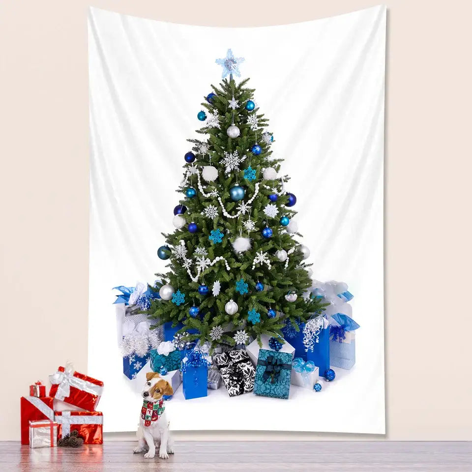 Bohemian snow dusted decorbites christmas tree tapestry bedroom decor