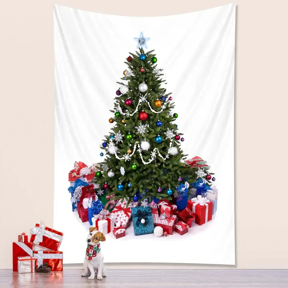 Bohemian snow dusted decorbites christmas tree tapestry bedroom decor