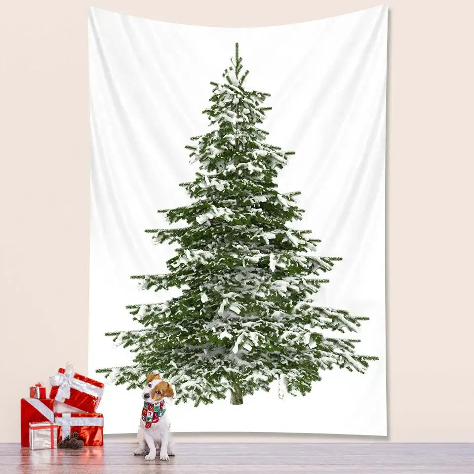 Bohemian snow dusted decorbites christmas tree tapestry bedroom decor