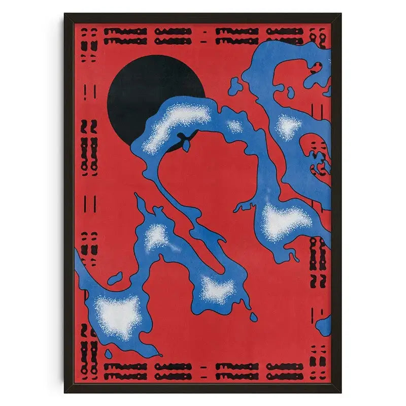 Retro burning desires red and blue wall art abstract canvas bedroom