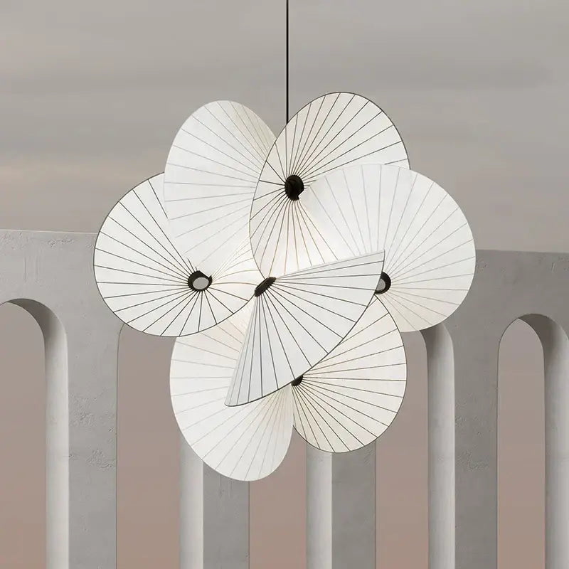 Decorbites cloth minimalist led chandelier for dining room white fan